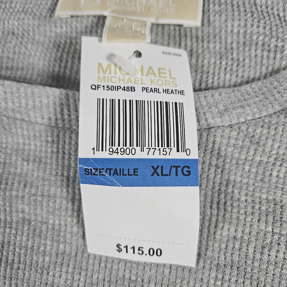 Michael Kors Women's Long Sleeve Gray Tunic Pearl Heathe Size XL New Wit… - Picture 11 of 11